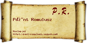 Pánt Romulusz névjegykártya